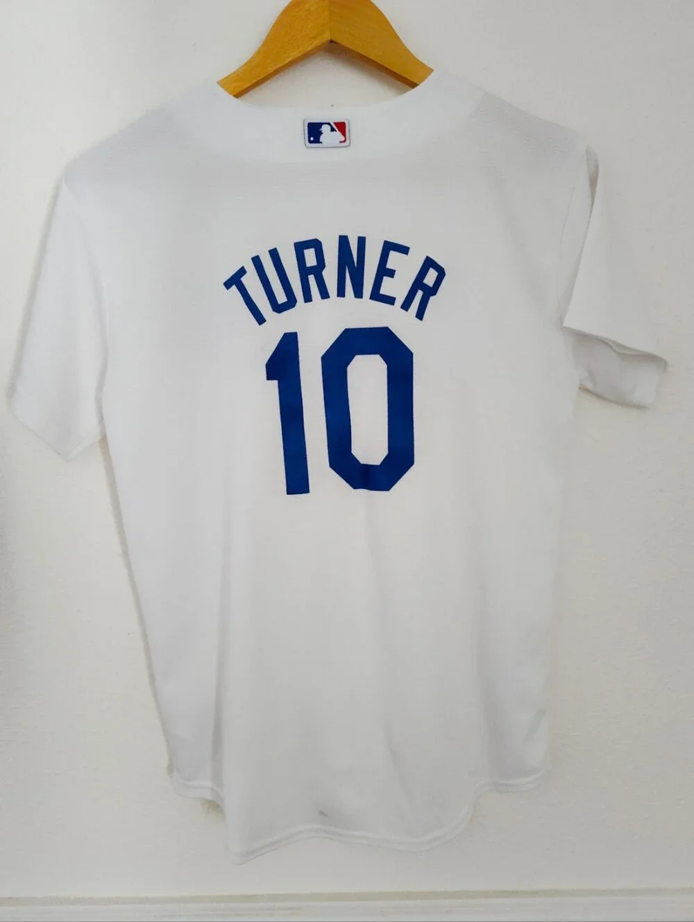 Los Angeles Dodgers White and Blue Button-Up Jersey Junior Size 14-16 - Picture 3 of 8